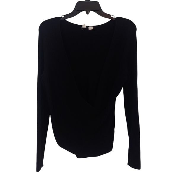 Moth anthropologie Faux Wrap Ribbed Black sweater - Picture 1 of 7